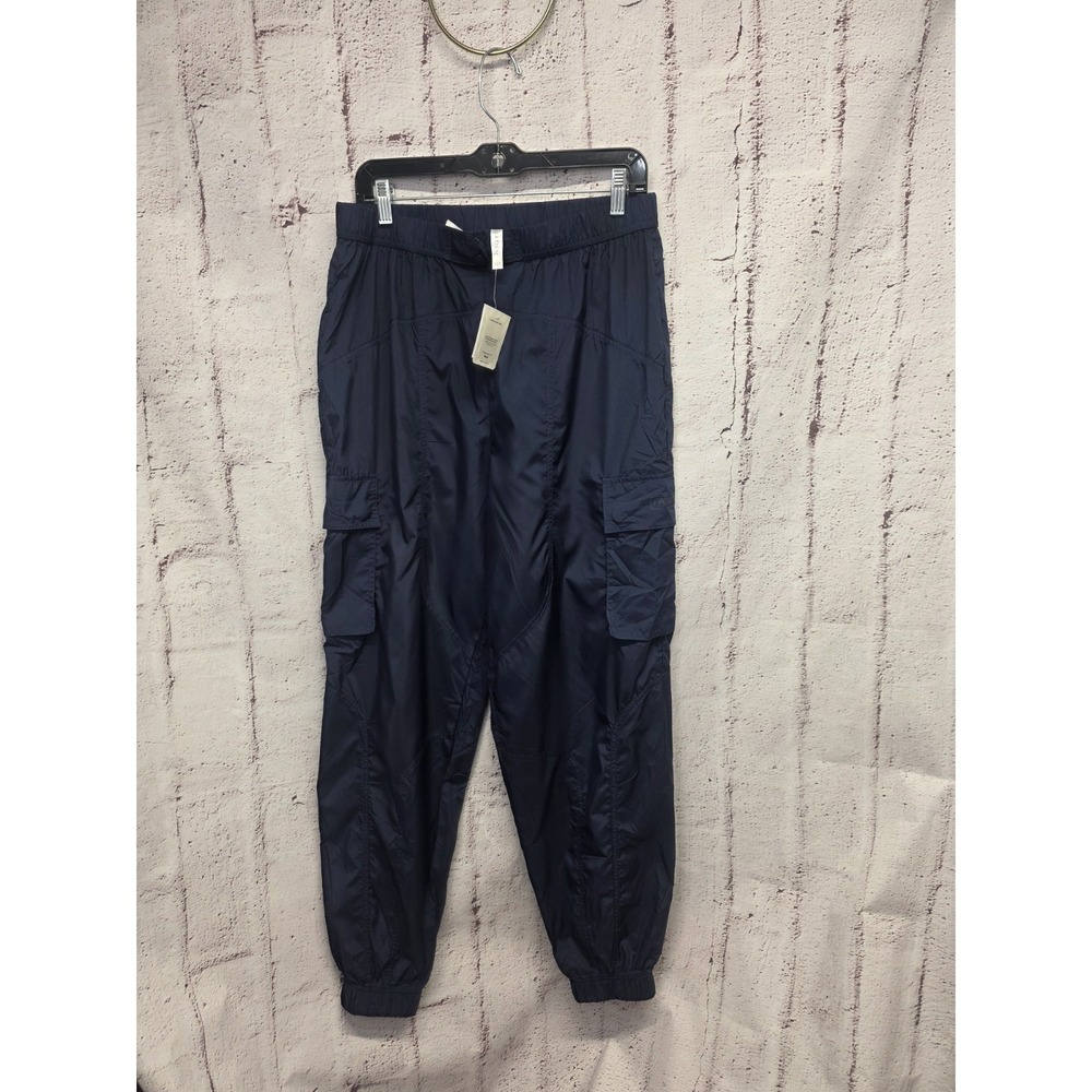 Fabletics Women's Navy Parachute Pants Size L Lightweight Cargo Jogger Gym NWT